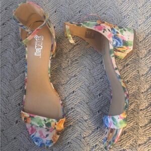 Qupid Multicolor Floral Heels
